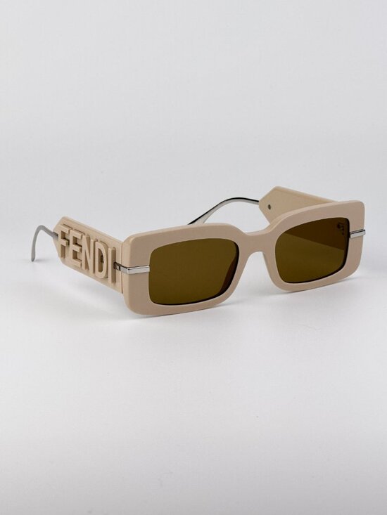 Fendi FE40133I 57E Rectangular Sunglasses – Nude Beige Brown / Brown main image 4